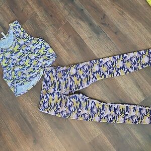 Fabletics Powerhold Leggings Camo Blue Women’s Xs/s